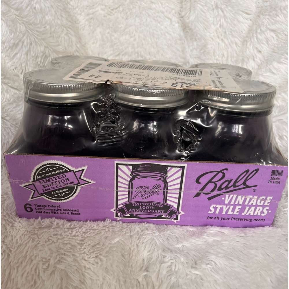NEW 6Pk AMERICAN HERITAGE LIMITED EDITION COLLECTION PURPLE BALL PINT MASON JARS